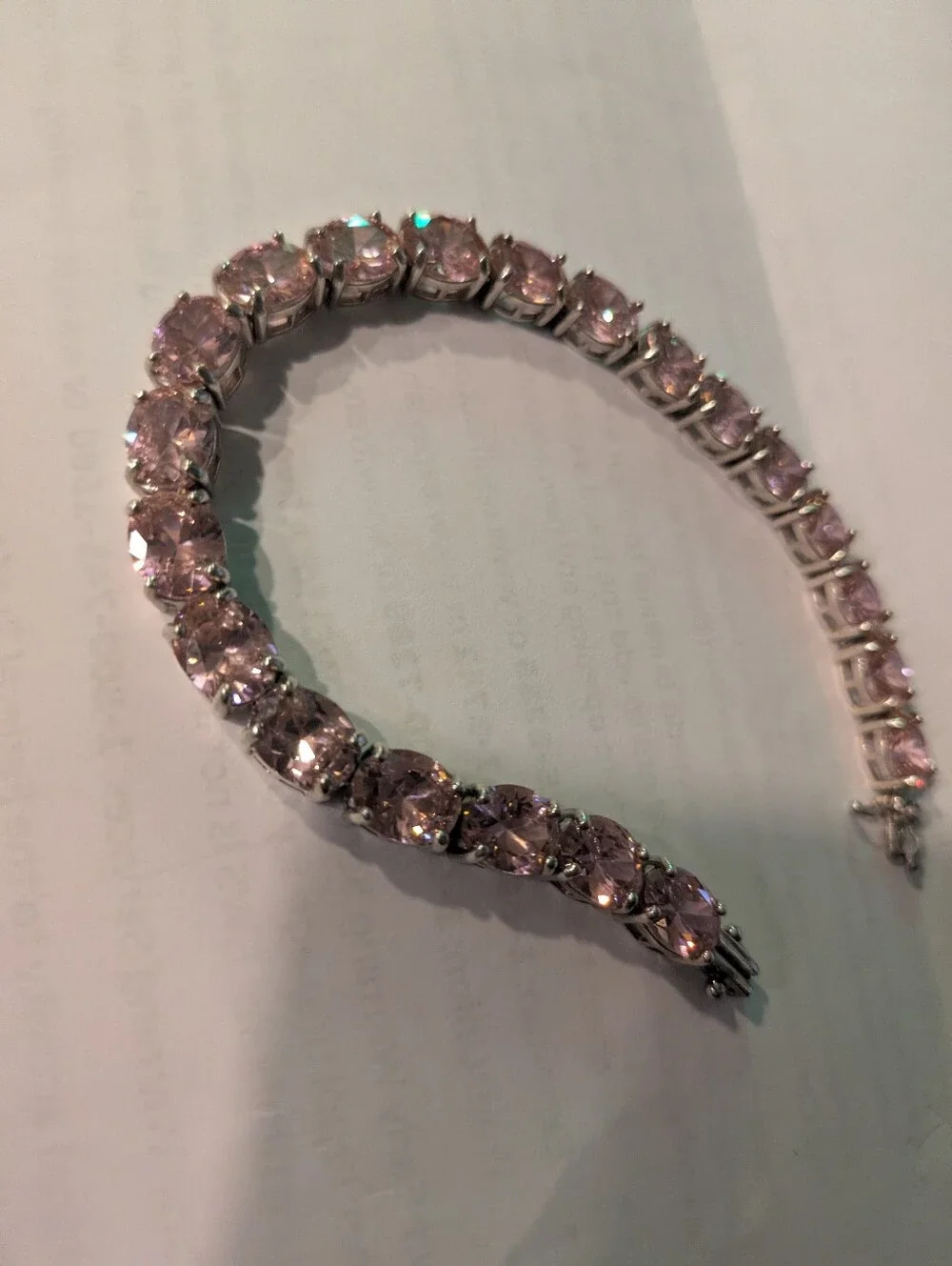 Sterling Silver Natural Pink Topaz Tennis Bracelet